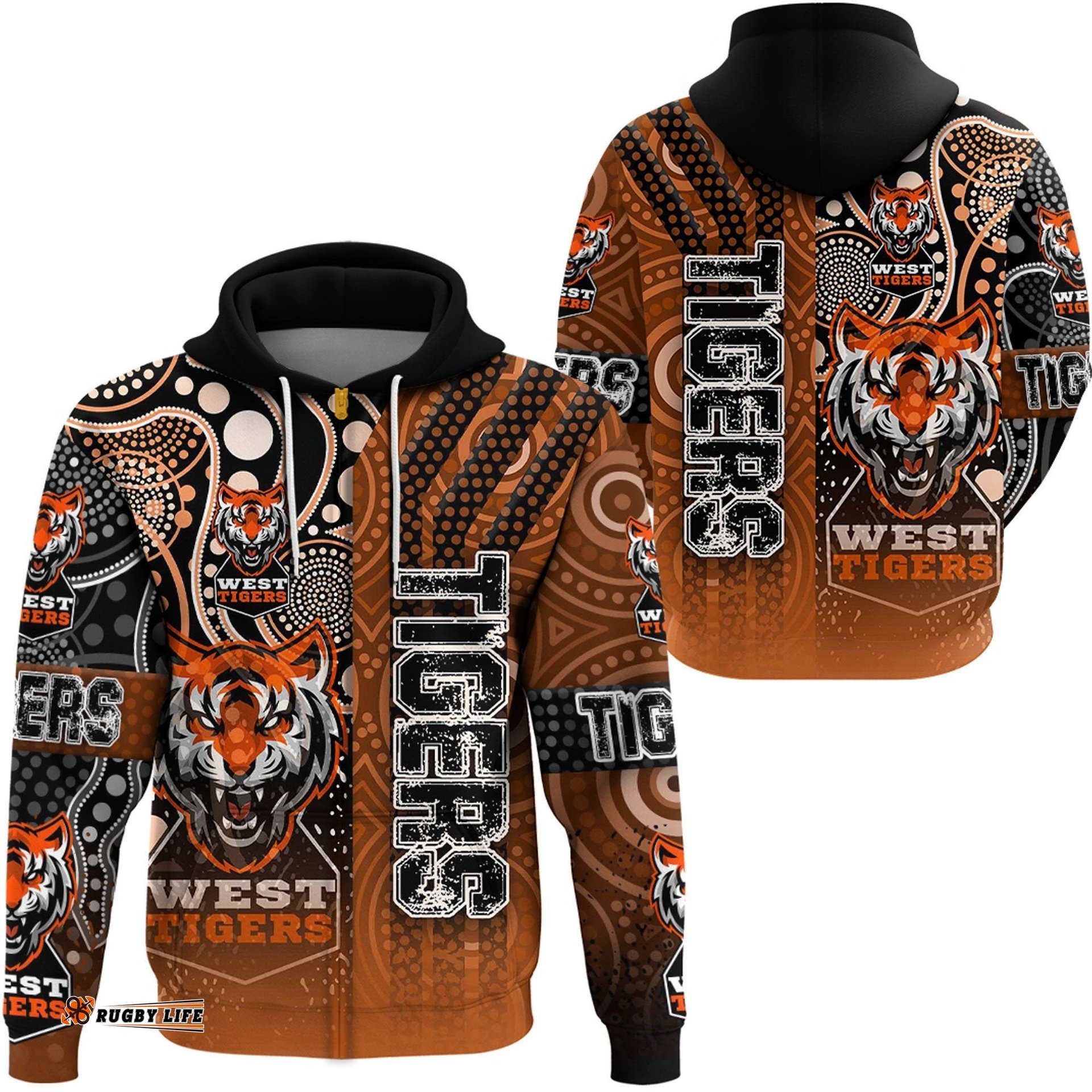 vibe hoodie clothing west tigers sporty style zip hoodie