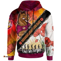 broncos rugby hoodie custom remembrance day lest we forget hoodie