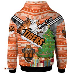 tigers rugby hoodie custom christmas tree tigers rugby ball hoodie