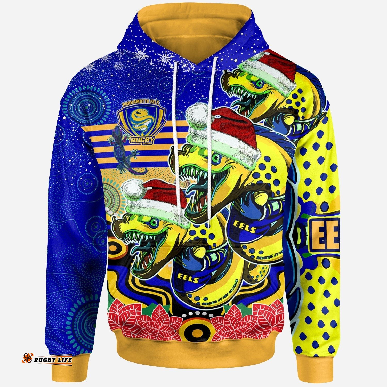 parramatta eels rugby christmas hoodie custom christmas super eels squad indigenous hoodie