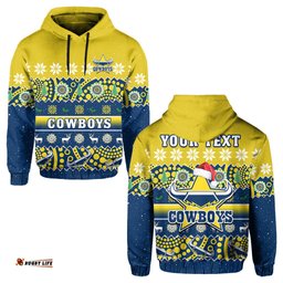 custom personalised cowboys christmas hoodie aboriginal art merry xmas