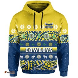 custom personalised cowboys christmas hoodie aboriginal art merry xmas