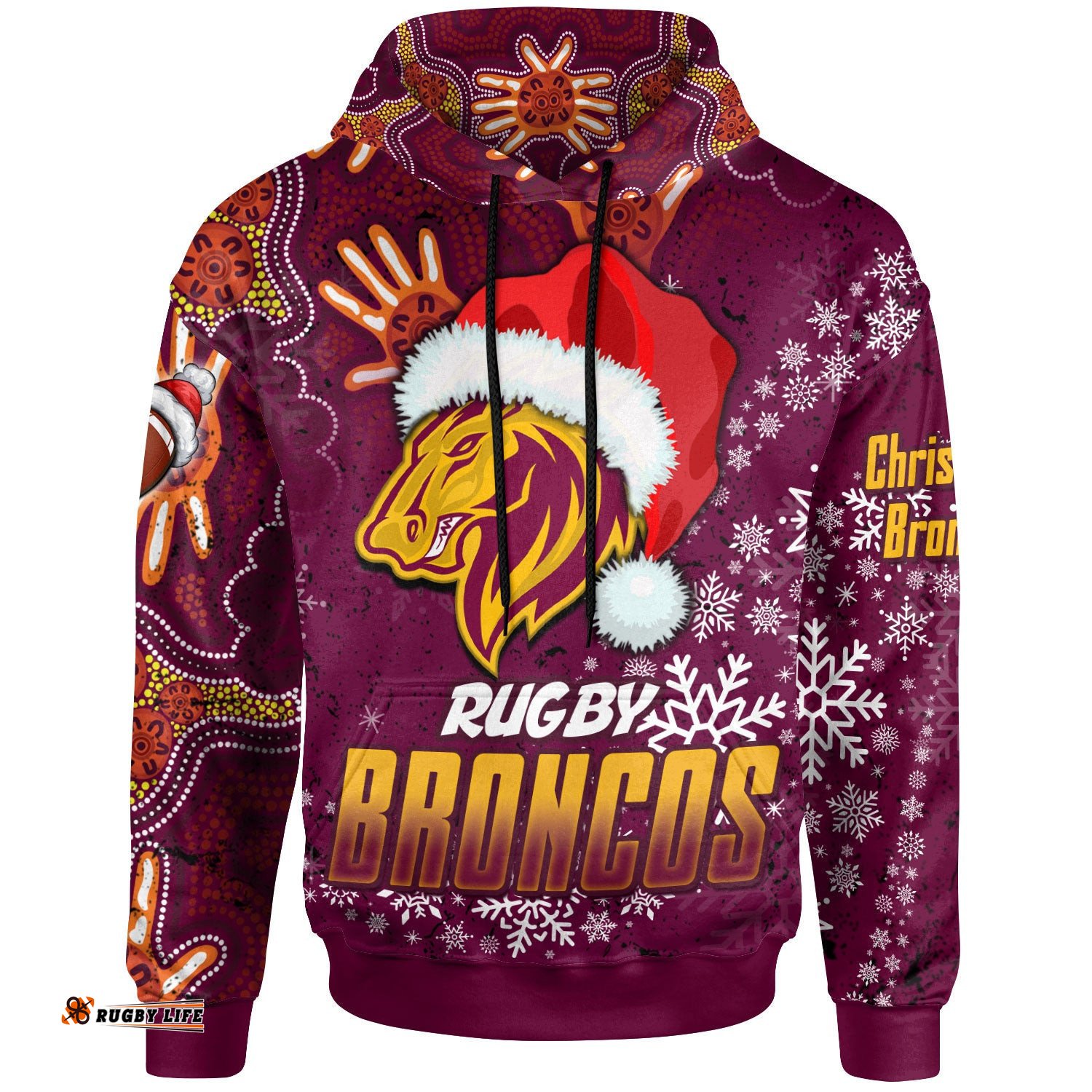 broncos rugby hoodie custom christmas santa hat horse rugby ball hoodie
