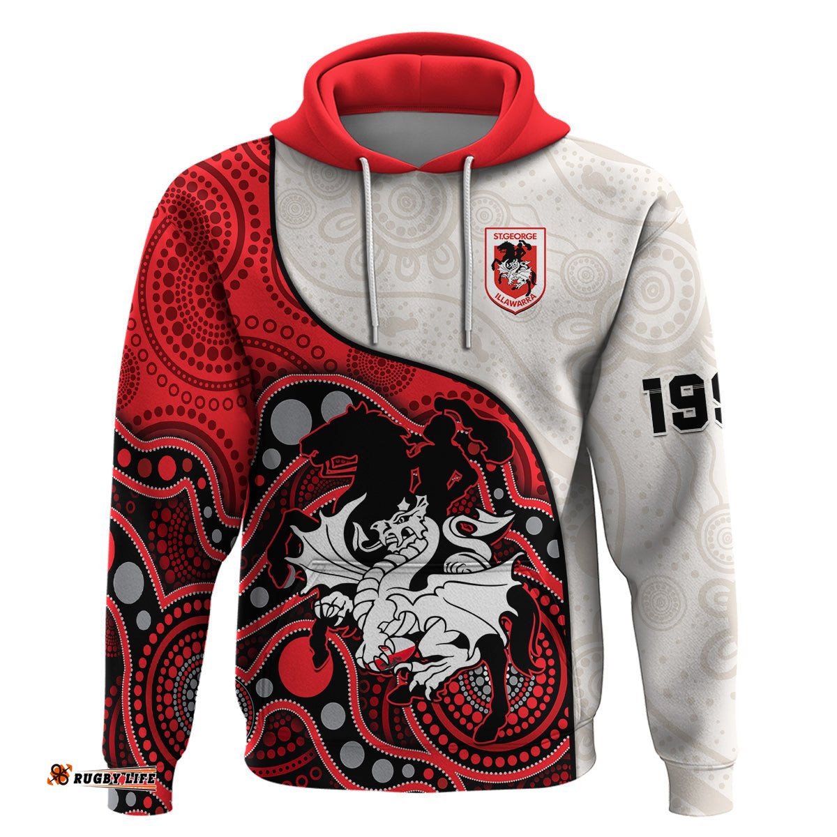 dragons rugby hoodie st george illawarra 1998 indigenous art