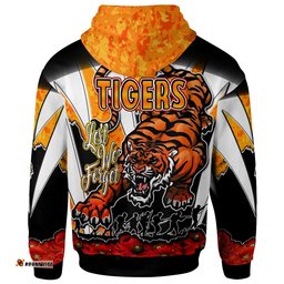 tigers rugby hoodie custom tigers lest we forget and poppies hoodie