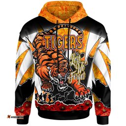 tigers rugby hoodie custom tigers lest we forget and poppies hoodie