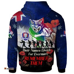 warriors rugby hoodie custom remember them red poppy flowers hoodie