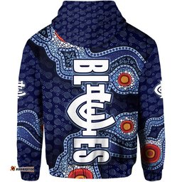 carlton blues indigenous aboriginal style zip up and pullover hoodie