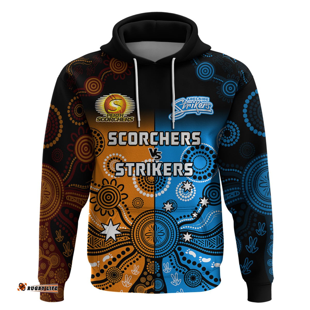 perth scorchers and adelaide strikers cricket hoodie aboriginal art