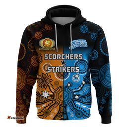 perth scorchers and adelaide strikers cricket hoodie aboriginal art