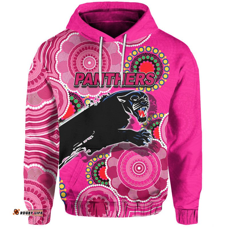 custom personalised panthers rugby aboriginal vibe hoodie pink