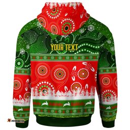 rabbitohs rugby christmas hoodie custom rabbitohs ugly christmas and aboriginal patterns hoodie
