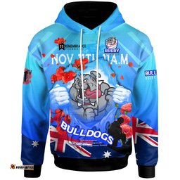 bulldogs rugby hoodie custom bulldogs remembrance day lest we forget poppies hoodie