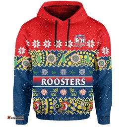 custom personalised sydney roosters christmas hoodie easts aboriginal art merry xmas