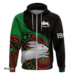 rabbitohs rugby hoodie go souths indigenous art