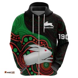rabbitohs rugby hoodie go souths indigenous art