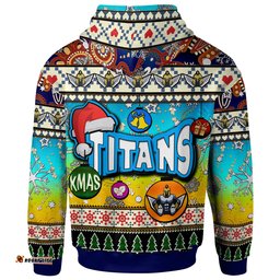 titans rugby christmas hoodie custom xmas titans christmas balls snowflake with aboriginal patterns hoodie