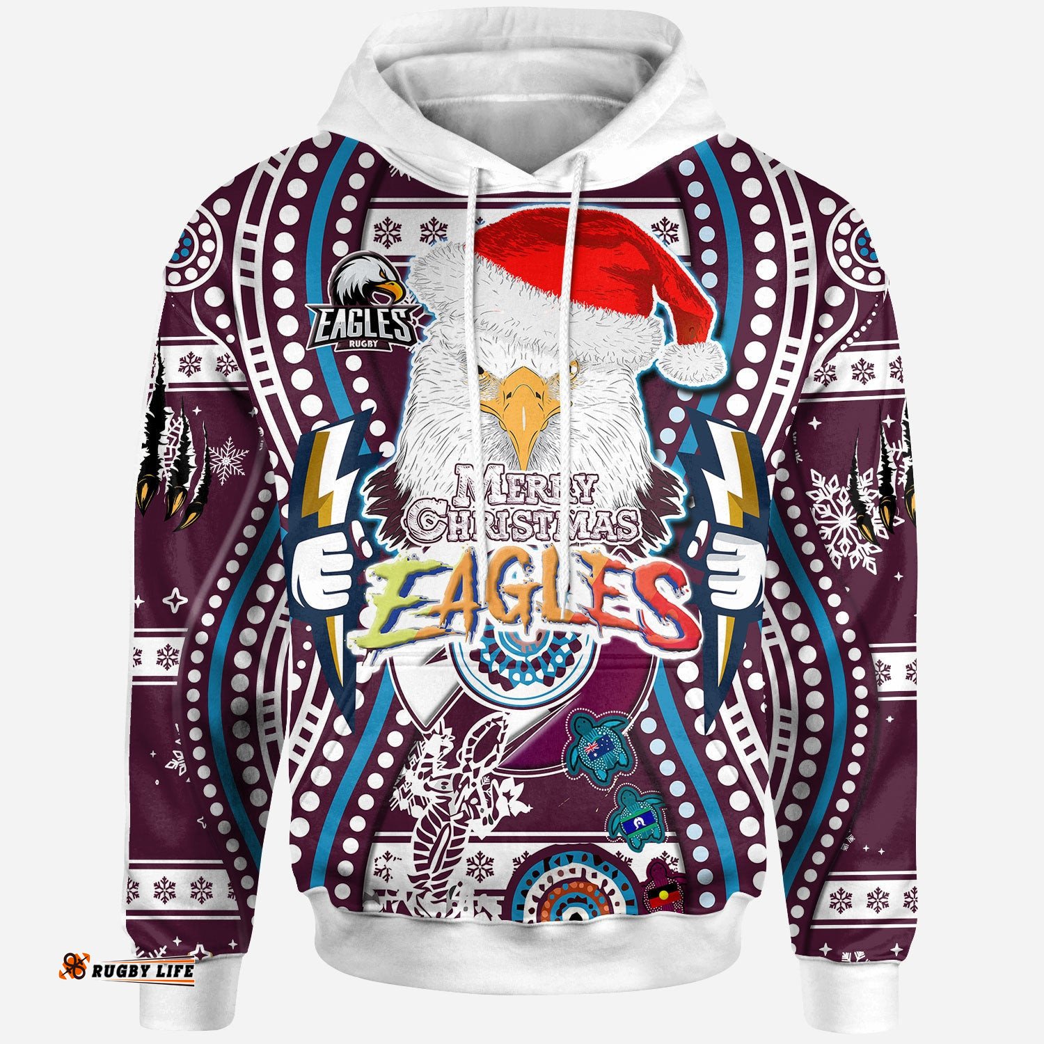 sea eagles rugby christmas hoodie merry christmas super manly sea eagles indigenous hoodie
