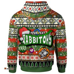 rabbitohs rugby christmas hoodie custom xmas rabbitohs christmas balls snowflake with aboriginal patterns hoodie