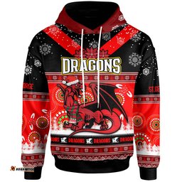 stgeorge rugby christmas hoodie custom dragons ugly christmas and aboriginal patterns hoodie