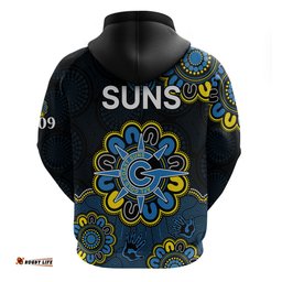 afl gold coast suns 2009 aboriginal blue style hoodie