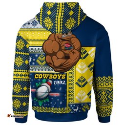 cowboys rugby hoodie custom christmas snowflakes cowboys mascot hoodie
