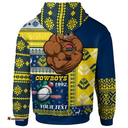 cowboys rugby hoodie custom christmas snowflakes cowboys mascot hoodie