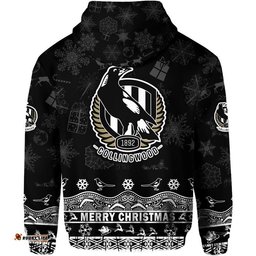 collingwood pies unique winter season zip up and pullover hoodie magpies merry christmas