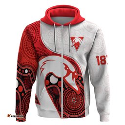 custom text and number swans football hoodie go swannies indigenous art