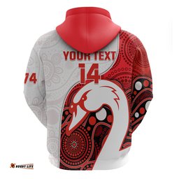 custom text and number swans football hoodie go swannies indigenous art