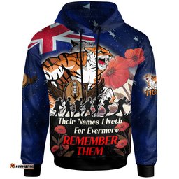 tigers rugby hoodie custom remember them red poppy flowers hoodie