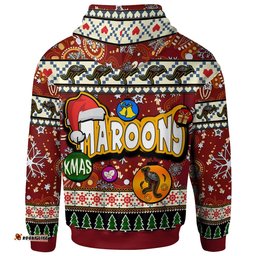 maroons rugby christmas hoodie custom xmas maroons christmas balls snowflake with aboriginal patterns hoodie