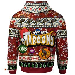 maroons rugby christmas hoodie custom xmas maroons christmas balls snowflake with aboriginal patterns hoodie