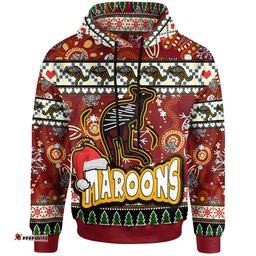 maroons rugby christmas hoodie custom xmas maroons christmas balls snowflake with aboriginal patterns hoodie