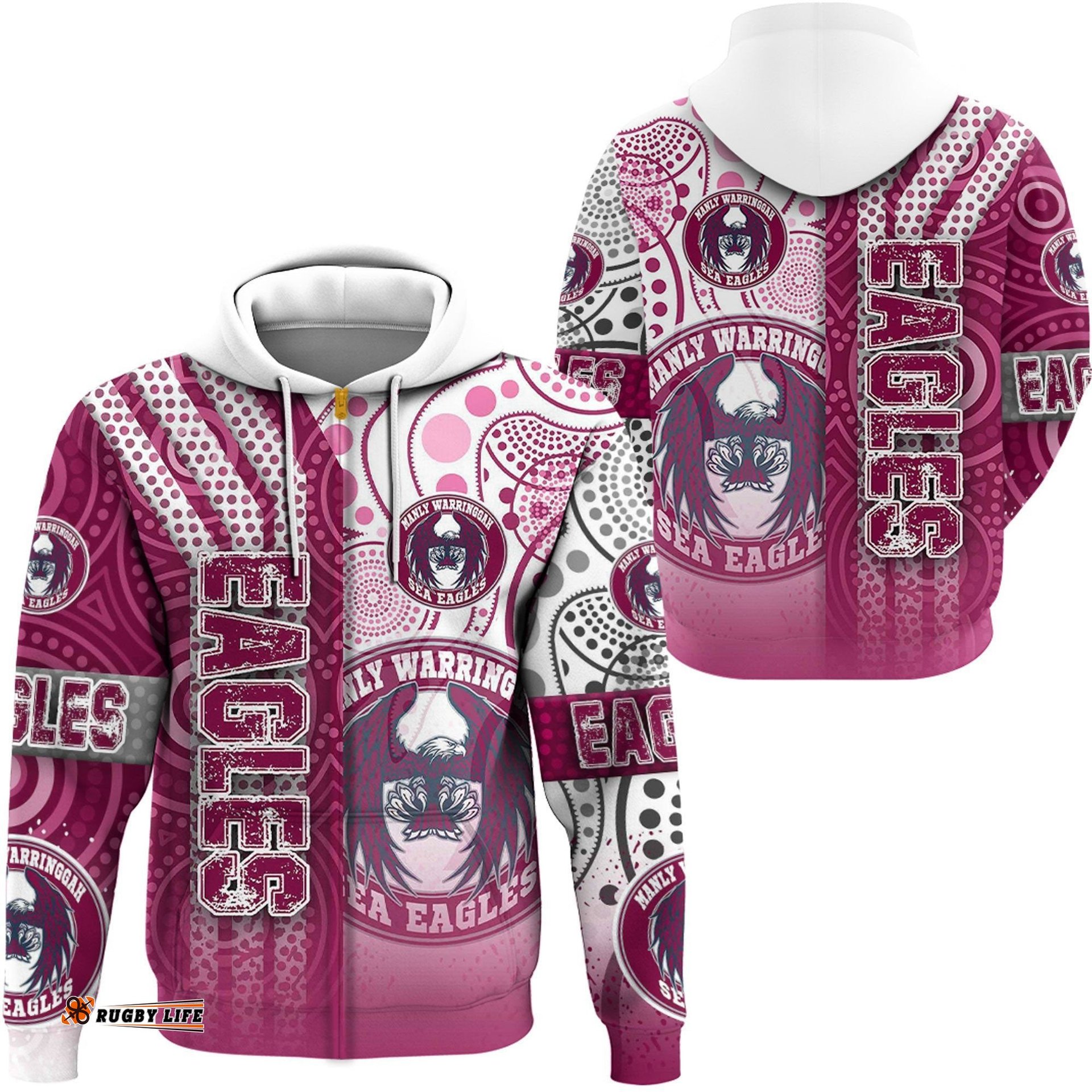 vibe hoodie clothing manly warringah sea eagles sporty style zip hoodie