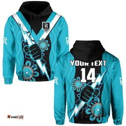 custom text and number port adelaide football hoodie power thunder hand mix aboriginal dynamic