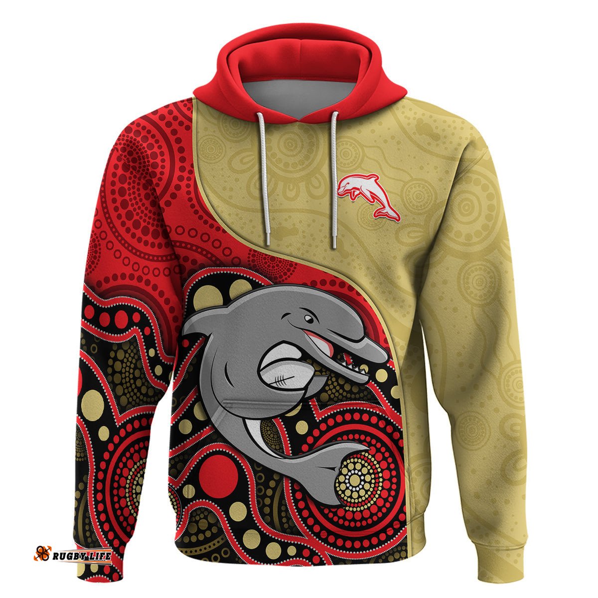 dolphins rugby hoodie phins up indigenous art