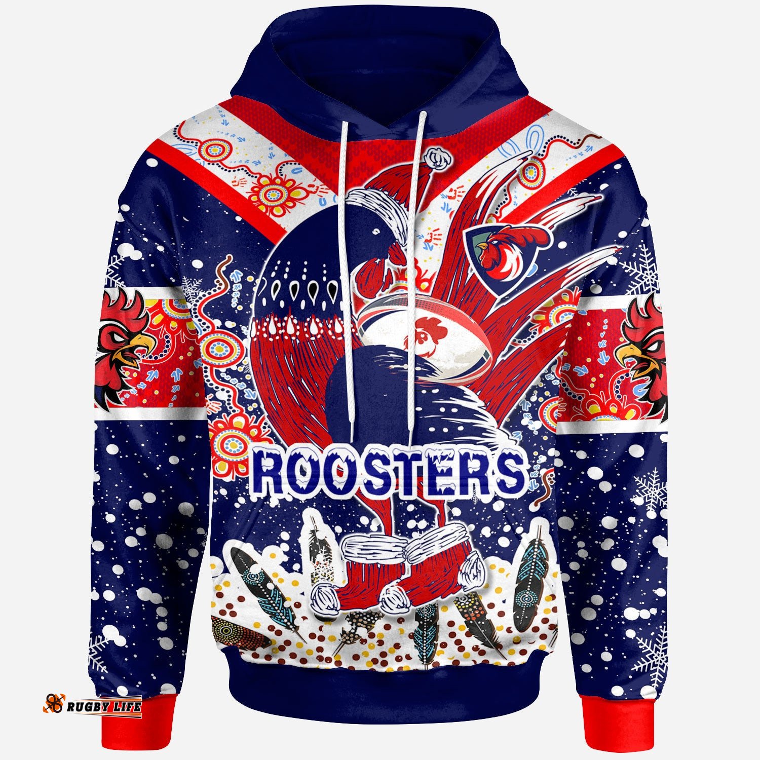 roosters rugby christmas hoodie custom merry christmas sydney roosters indigenous hoodie