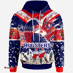 roosters rugby christmas hoodie custom merry christmas sydney roosters indigenous hoodie