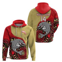 custom text and number dolphins rugby hoodie phins up indigenous art