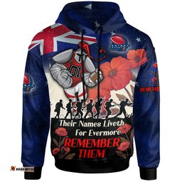 knights rugby hoodie custom remember them red poppy flowers hoodie