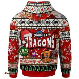 st george rugby christmas hoodie custom xmas dragon christmas balls snowflake with aboriginal patterns hoodie