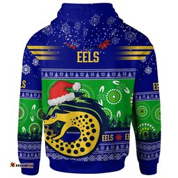 eels rugby christmas hoodie custom eels ugly christmas and aboriginal patterns hoodie