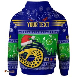 eels rugby christmas hoodie custom eels ugly christmas and aboriginal patterns hoodie