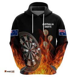 custom personalised australia darts fire burning black style hoodie