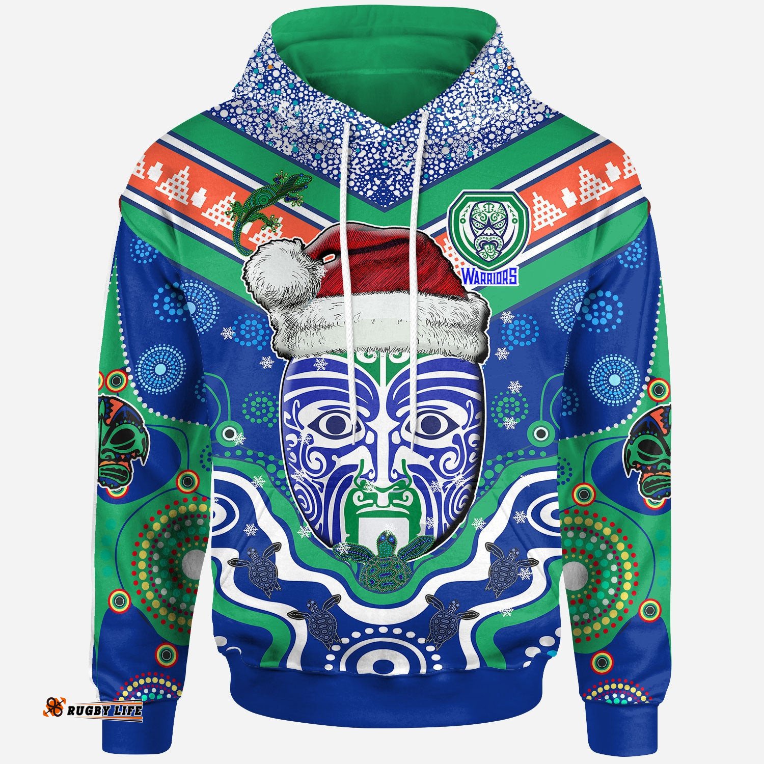 warriors rugby christmas hoodie custom merry new zealand warriors christmas indigenous hoodie