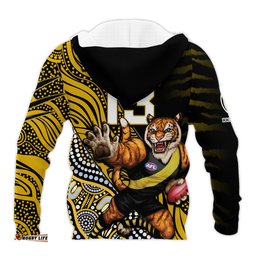custom text and number richmond football hoodie aboriginal go the tigers mascot