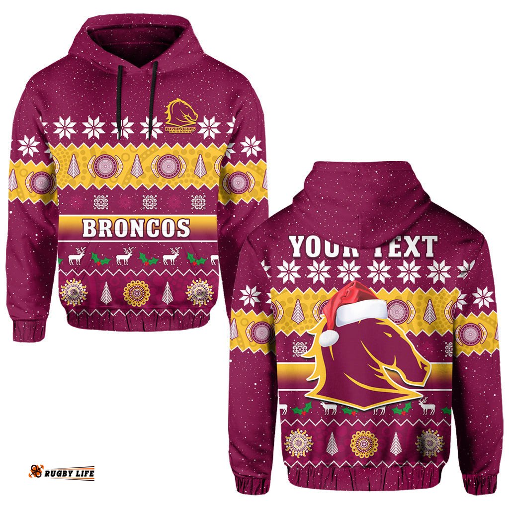 custom personalised broncos christmas hoodie brisbane aboriginal art merry xmas