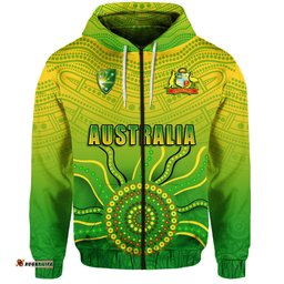 custom personalised cricket australia indigenous aboriginal zip up and pullover hoodie boomerang dot painting style