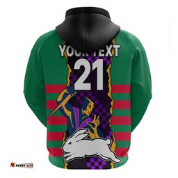 custom text and number nrl combine rabbitohs and storm hoodie